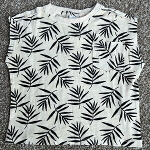 Zara Cream and Black Leaf Pattern Top